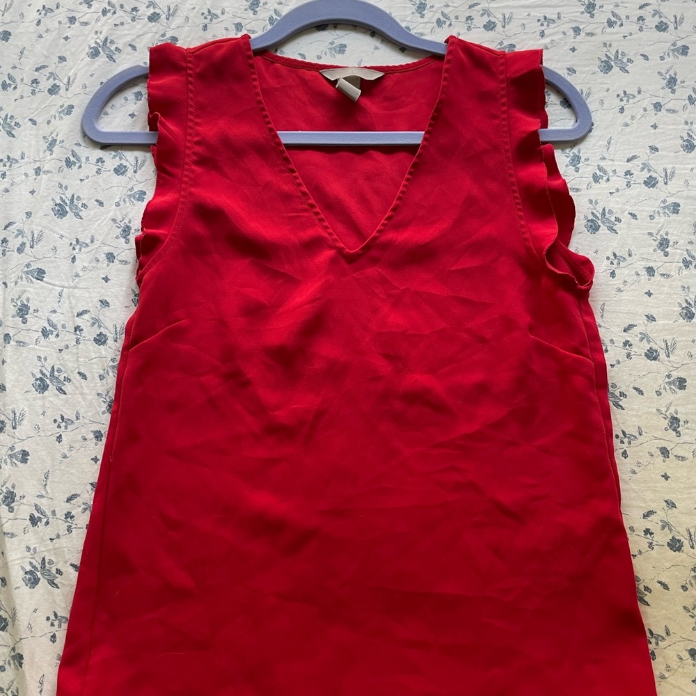 H&M Red Ruffle Sleeve Blouse